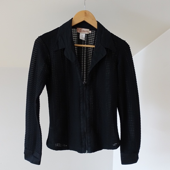 Textured 00s Black Zip Up Size Small - Picture 1 of 4